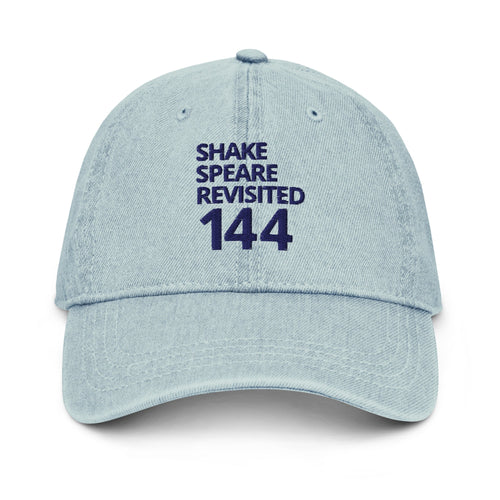 Light denim cap with navy logo, front view