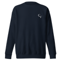 sweatshirt with white logo in navy blue, front view — Shakespeare Revisited